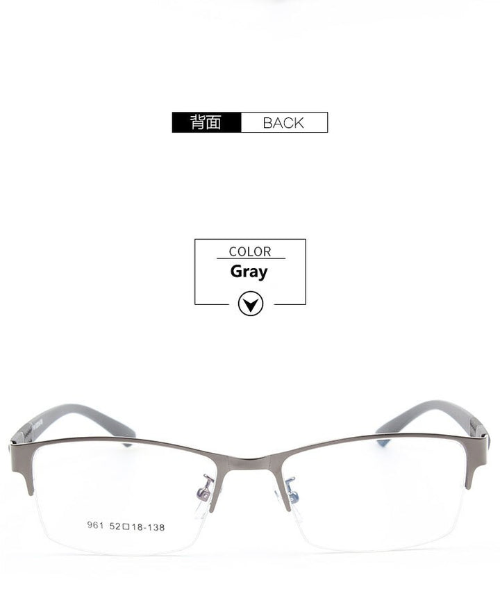 Bclear Men's Semi Rim Alloy Tr 90  Square Eyeglasses  961 Semi Rim Bclear