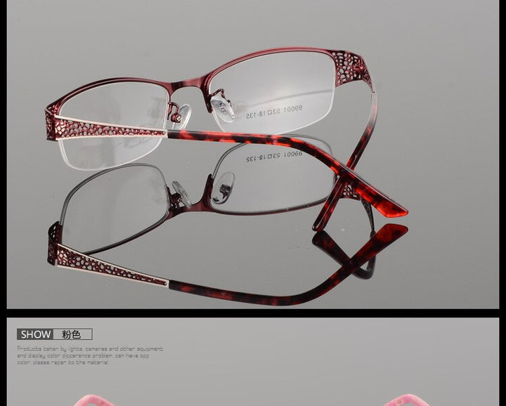 Women's Semi Rim Alloy Frame Eyeglasses 99001 Semi Rim Bclear