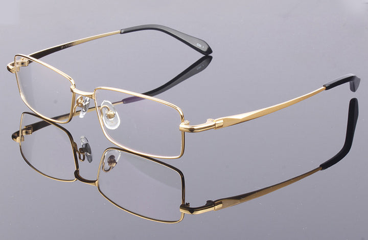 Hotony Men's Full Rim Square Titanium Alloy Frame Eyeglasses L9867 Full Rim Hotony