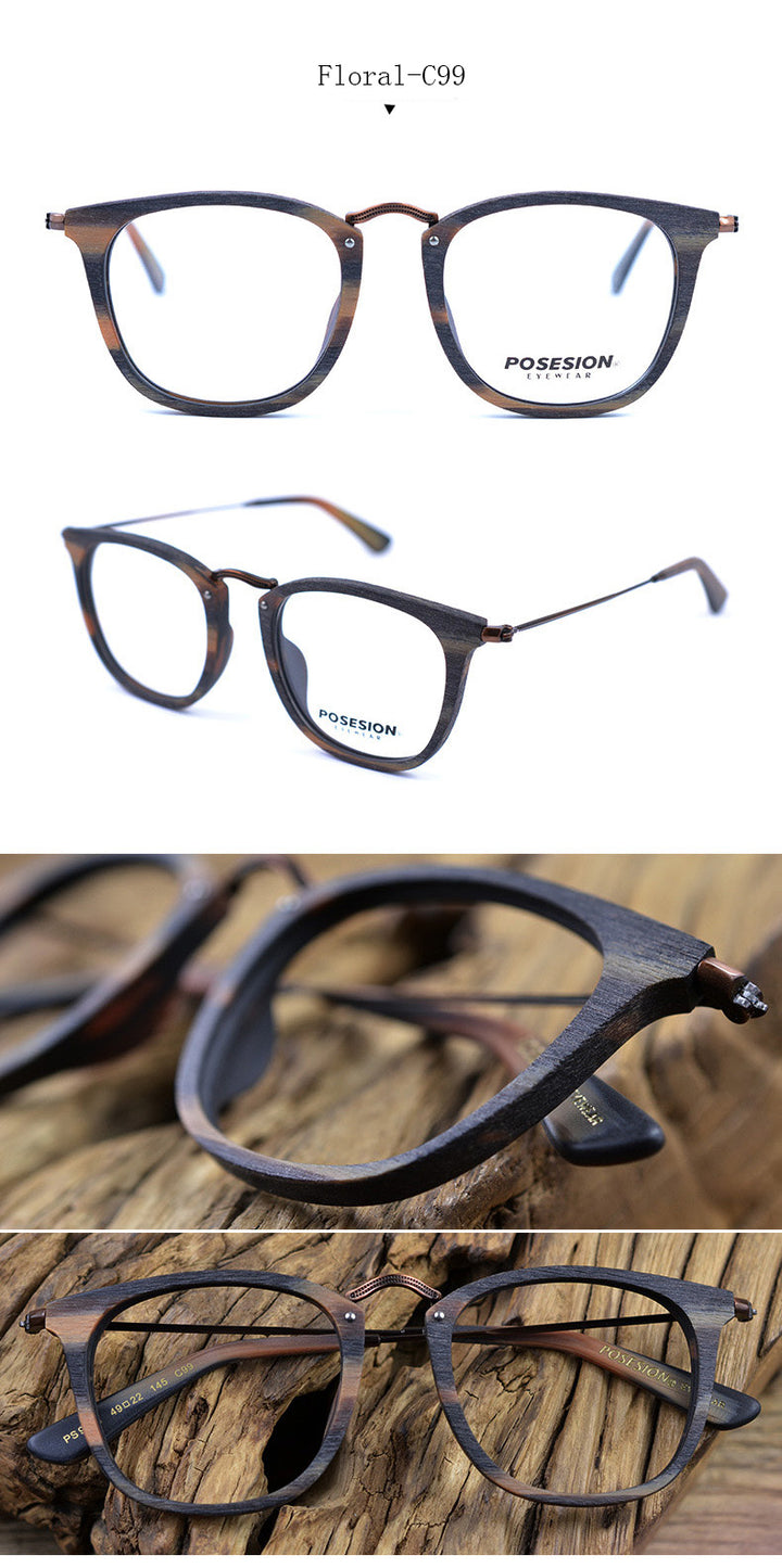 Hdcrafter Unisex Full Rim Round Metal Acetate Frame Eyeglasses Ps9121 Full Rim Hdcrafter Eyeglasses