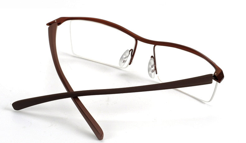 Hotony Men's Semi Rim Browline Titanium Frame Eyeglasses P8189 Semi Rim Hotony