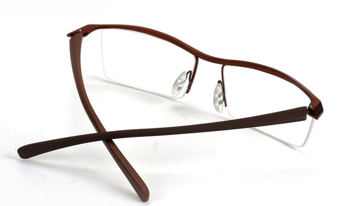 Hotony Men's Semi Rim Browline Titanium Frame Eyeglasses P8189 Semi Rim Hotony