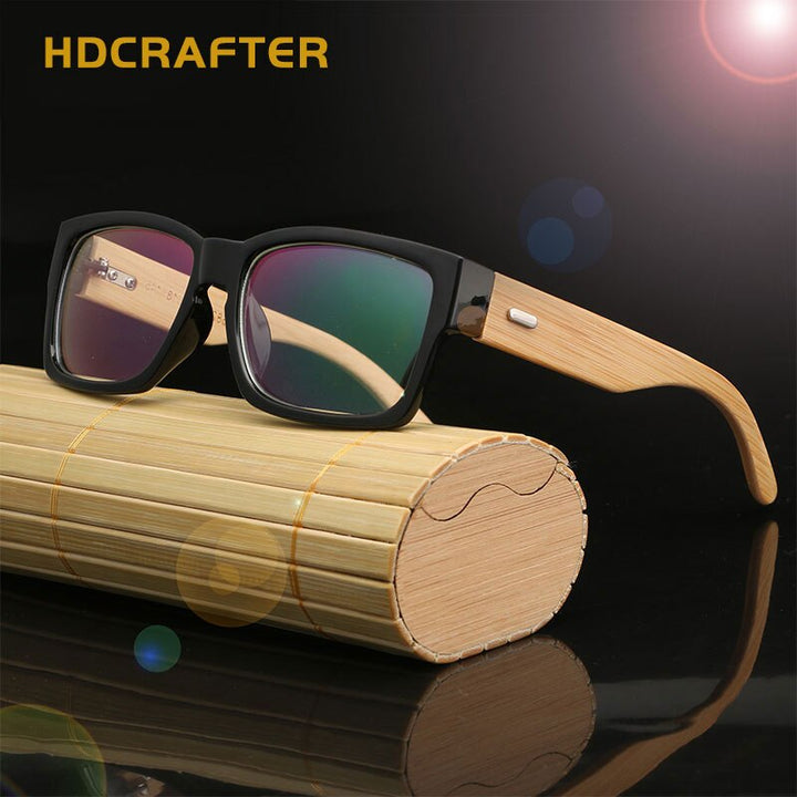 Hdcrafter Unisex Full Rim Oversized Rectangle Wood Eyeglasses 6823 Full Rim Hdcrafter Eyeglasses
