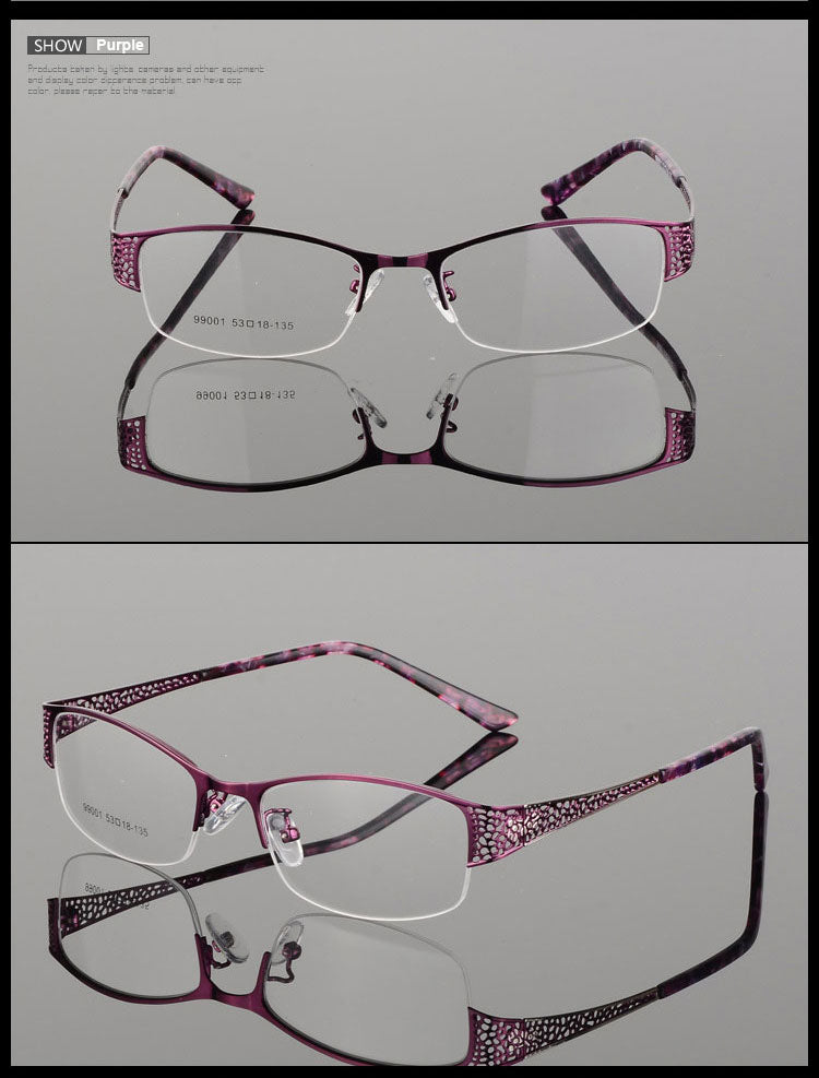 Reven Jate Women's Semi Rim Rectangle Alloy Eyeglasses 99001 Semi Rim Reven Jate
