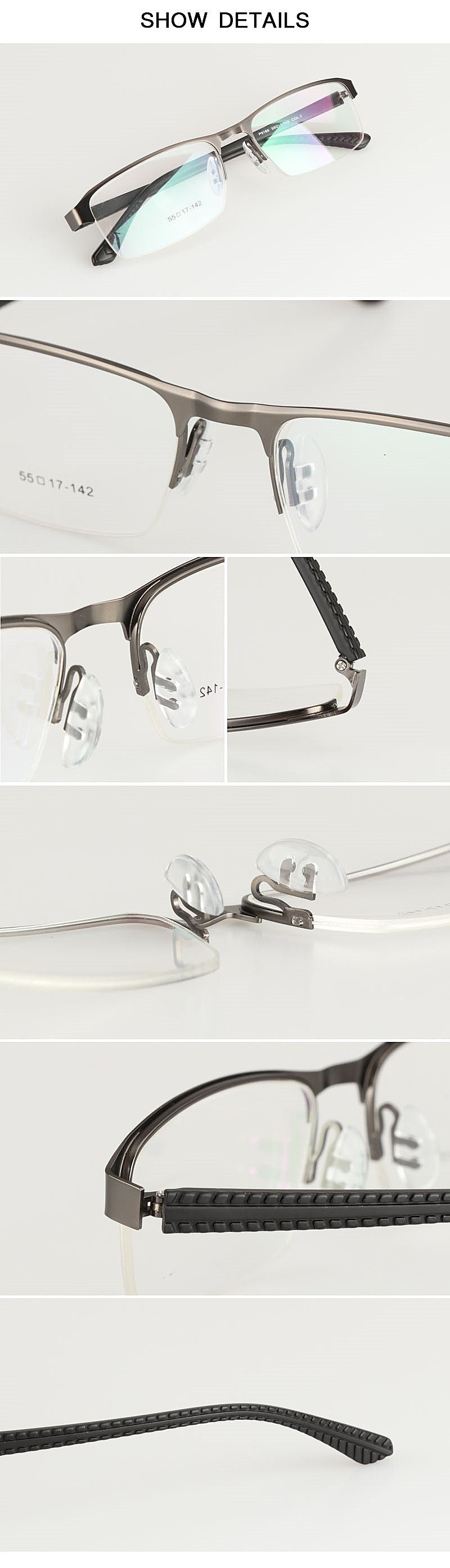 Hdcrafter Men's Semi Rim Rectangle Titanium Alloy Frame Photochromic Reading Glasses 9bs Reading Glasses Hdcrafter Eyeglasses