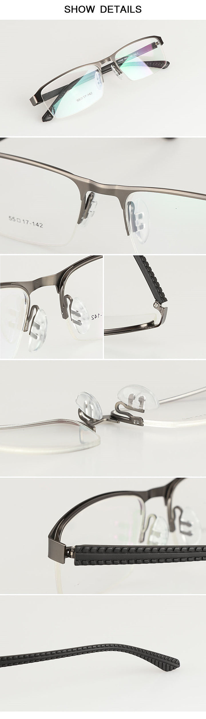 Hdcrafter Men's Semi Rim Rectangle Titanium Alloy Frame Photochromic Reading Glasses 9bs Reading Glasses Hdcrafter Eyeglasses