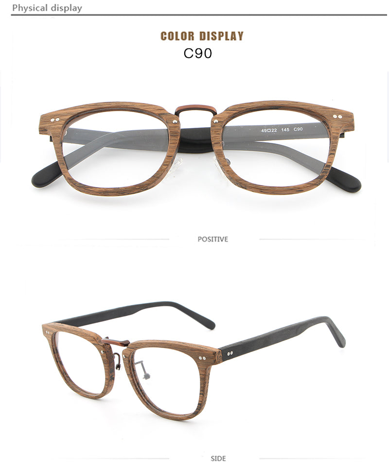 Hdcrafter Unisex Full Rim Square Round Wood Frame Eyeglasses Lbh025 Full Rim Hdcrafter Eyeglasses
