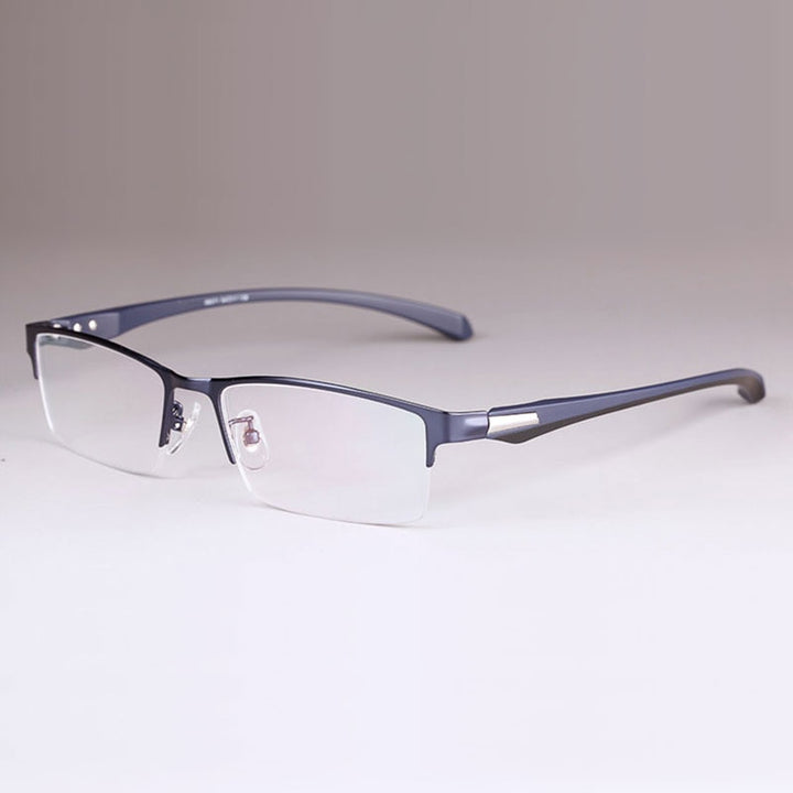 Hotochki Men's Full/Semi Rim Rectangular IP Electroplated Alloy Frame Eyeglasses Semi Rim Hotochki BlueSemiRim