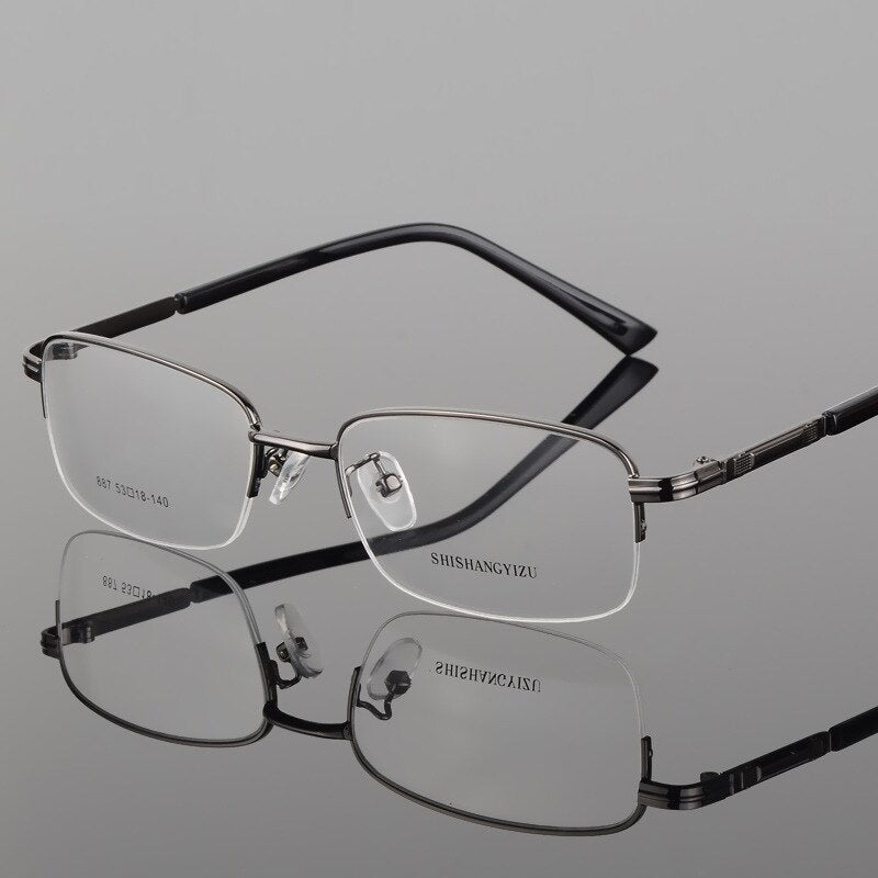 Bclear Men's Semi Rim Eyeglasses Alloy Square S887 Semi Rim Bclear gray