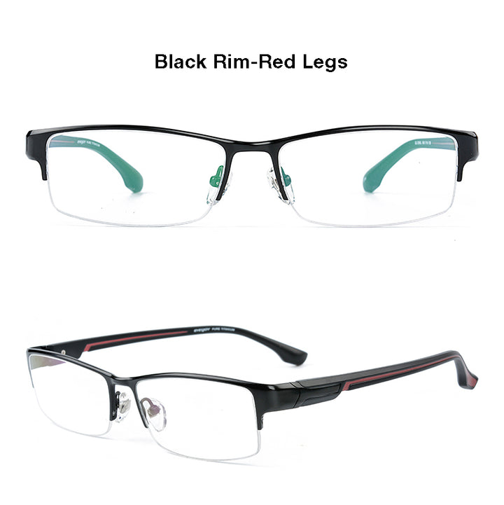 Reven Jate Men's Semi Rim Rectangle Titanium Eyeglasses L266 Semi Rim Reven Jate