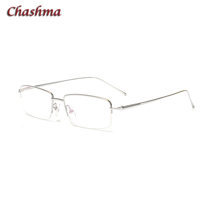 Chashma Ochki Men's Semi Rim Square Titanium Eyeglasses 9867 Semi Rim Chashma Ochki Silver