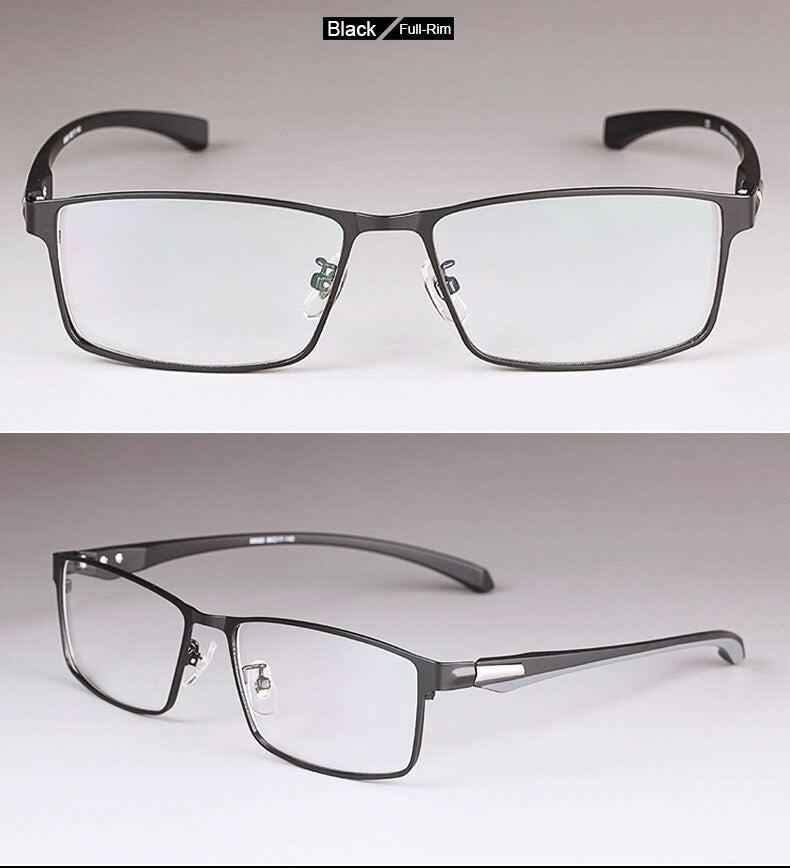 Hotochki Men's Full/Semi Rim Rectangular IP Electroplated Alloy Frame Eyeglasses Semi Rim Hotochki