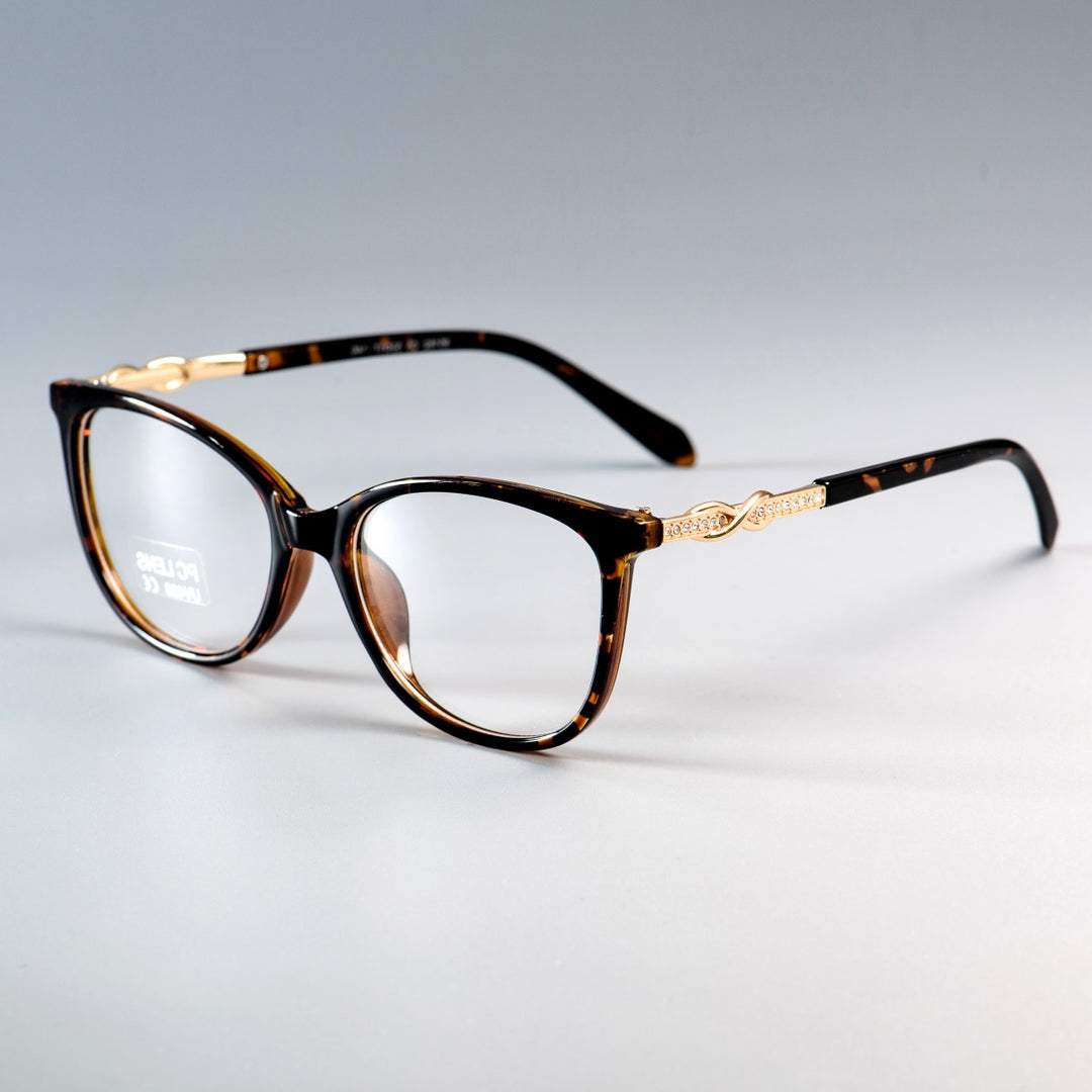 CCspace Unisex Full Rim Square  Titanium Eyeglasses 45705 Full Rim CCspace C5 leopard