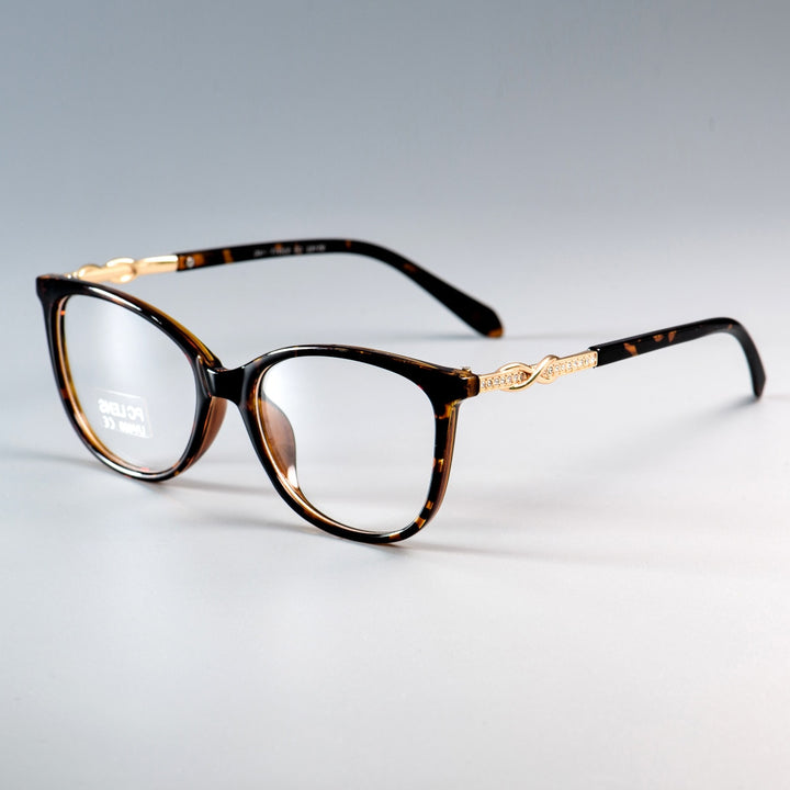CCspace Unisex Full Rim Square  Titanium Eyeglasses 45705 Full Rim CCspace C5 leopard
