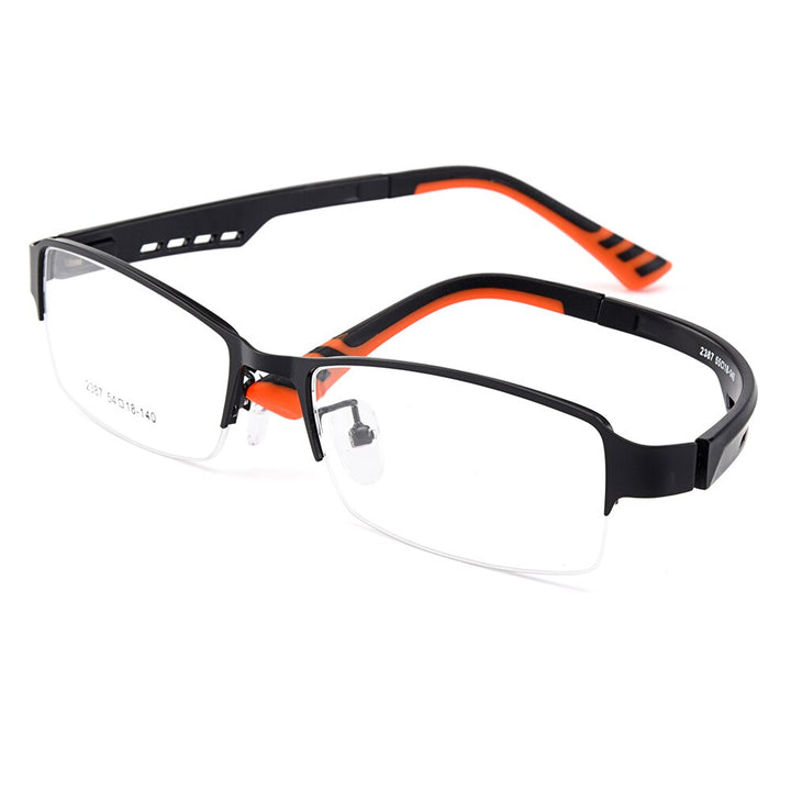 Gmei Men's Semi Rim Square Tr 90 Titanium Alloy Eyeglasses Y2387 Semi Rim Gmei Optical