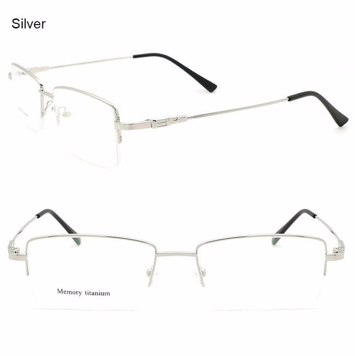 Reven Jate Men's Semi Rim Square Titanium Alloy Eyeglasses Semi Rim Reven Jate