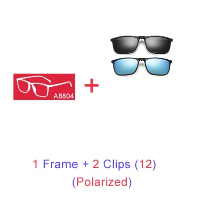 Ralferty Unisex Full Rim Square Eyeglasses With Clip On Sunglasses A8804 With Clip Ons Ralferty 1 Frame 2 Clips 12 Blue Frame