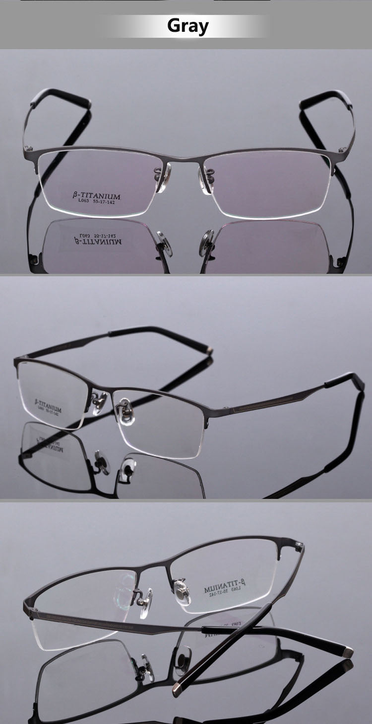 Men's Titanium Frame Half Rim Eyeglasses L063 Semi Rim Bclear