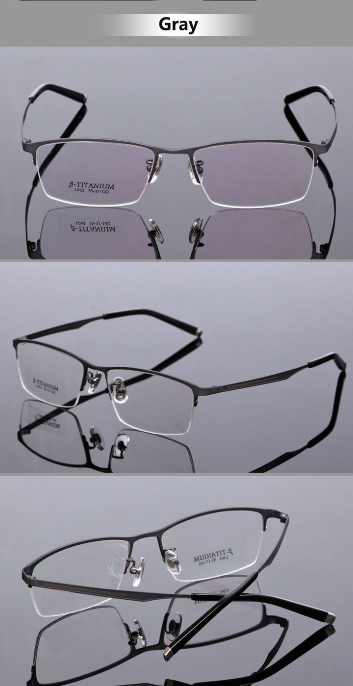 Men's Titanium Frame Half Rim Eyeglasses L063 Semi Rim Bclear