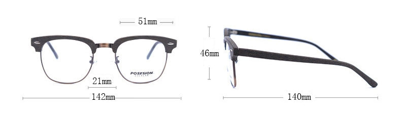 Hdcrafter Unisex Full Rim Round Metal Wood Frame Eyeglasses Ps7090 Full Rim Hdcrafter Eyeglasses