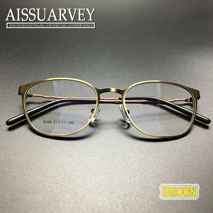 Unisex Alloy Eyeglasses Full Rim Frame 9358 Full Rim Bolluzzy Brown  