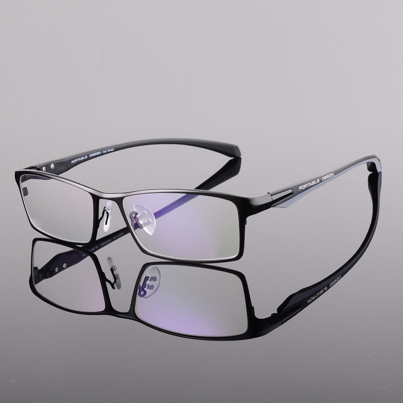 Hotochki Men's Full Rim Rectangular Alloy Acetate Frame Eyeglasses Full Rim Hotochki black  