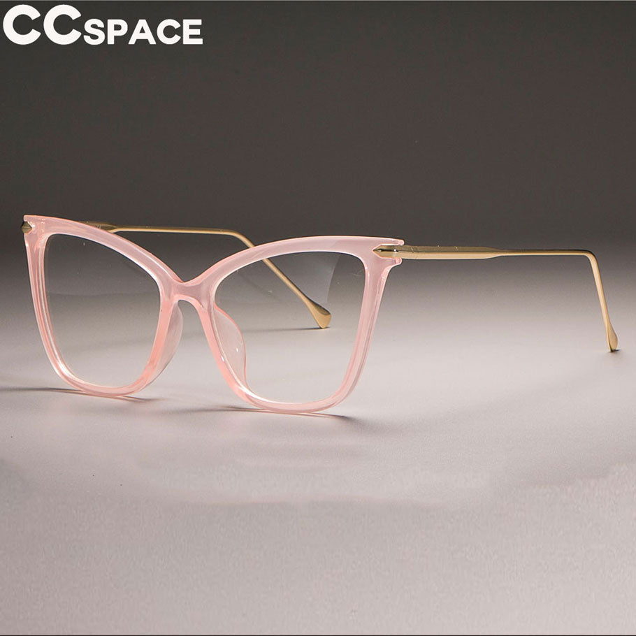 CCspace Women's Full Rim Oversized Square Cat Eye Acetate Frame Eyeglasses 45077 Full Rim CCspace C12 pink