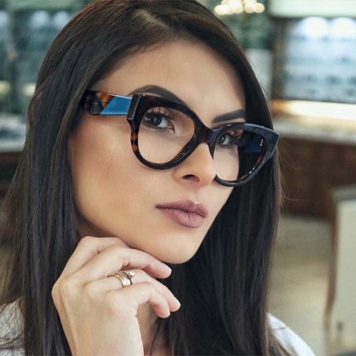 Hotony Women's Full Rim Cat Eye Acetate Frame Eyeglasses 92161 Full Rim Hotony