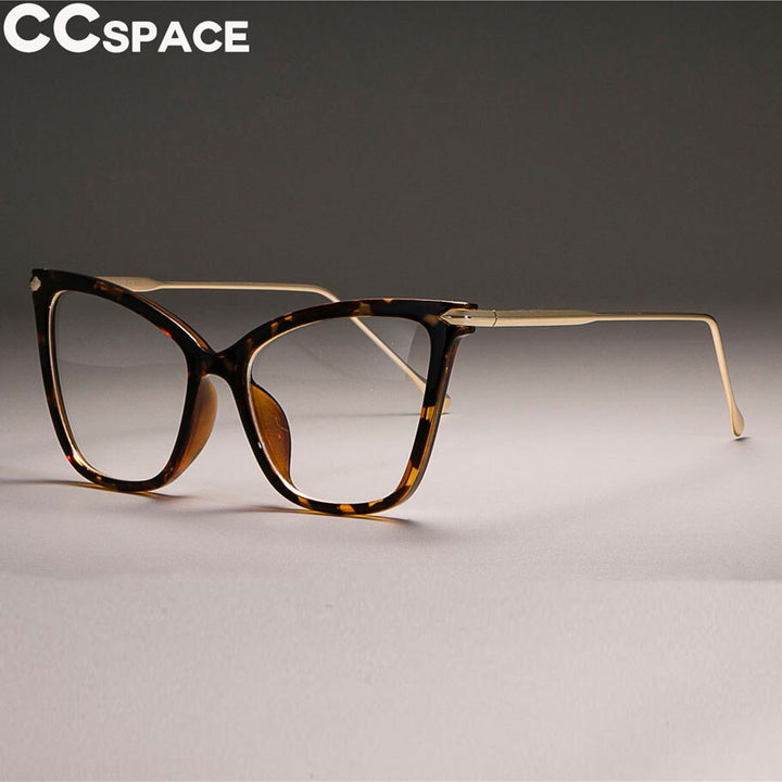 CCspace Women's Full Rim Oversized Square Cat Eye Acetate Frame Eyeglasses 45077 Full Rim CCspace C13 leopard
