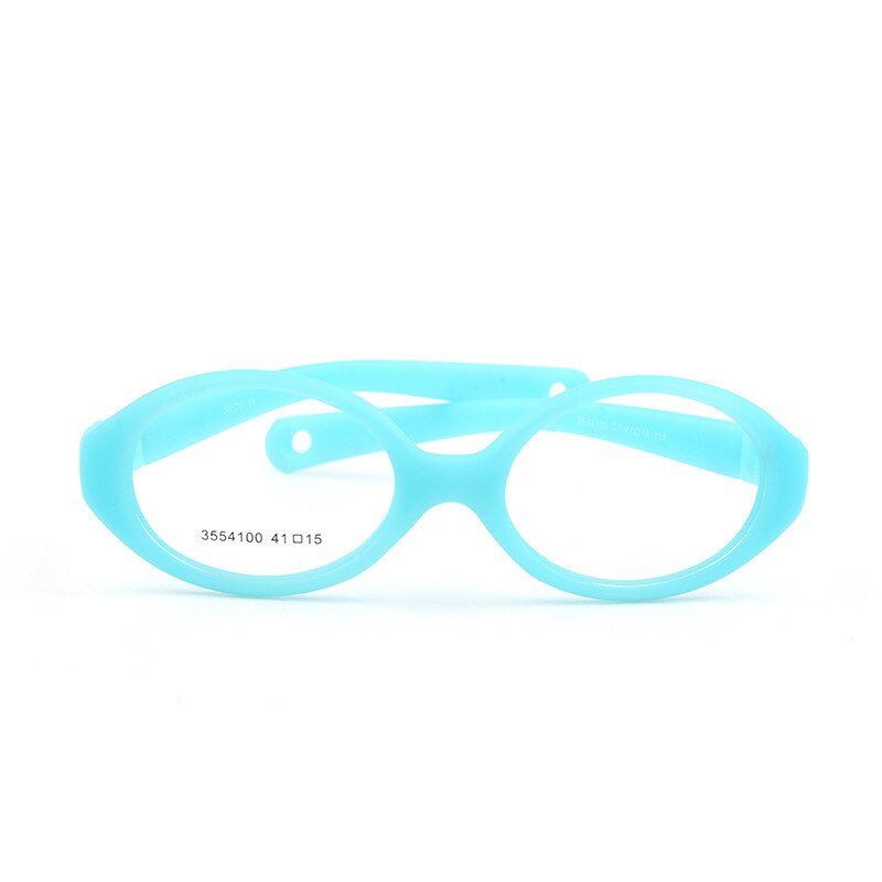 Unisex Children's Oval Titanium Plastic Framed Eyeglasses Frame Brightzone C7 cyan  