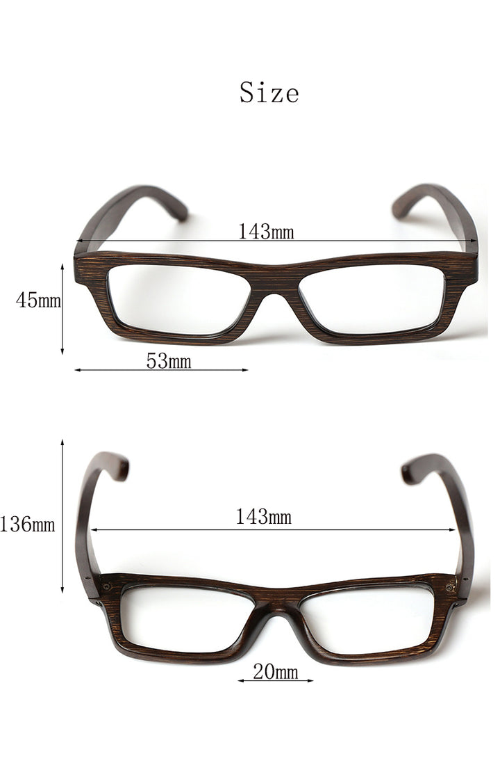Hdcrafter Unisex Full Rim Square Bamboo Wood Frame Eyeglasses 56190 Full Rim Hdcrafter Eyeglasses