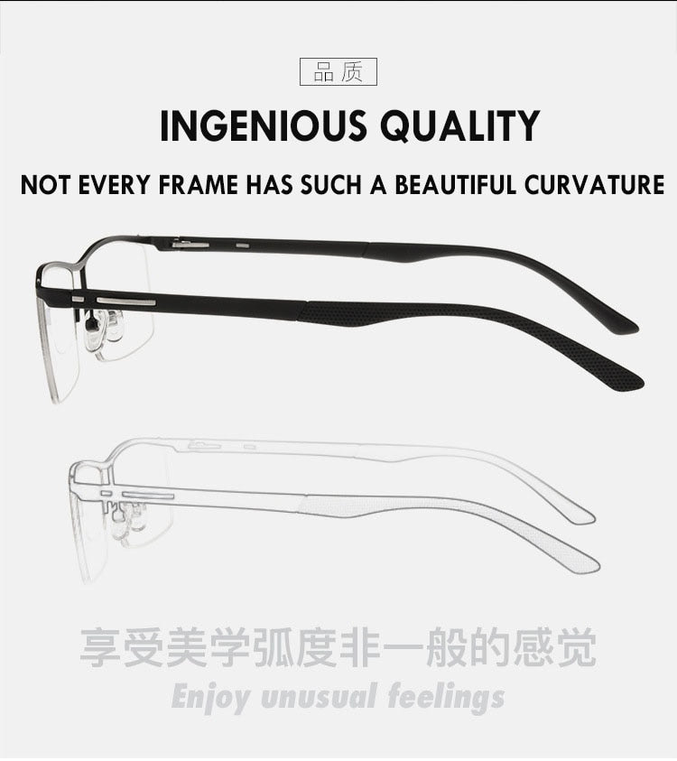 Men's Titanium Alloy Eyeglasses Half Rim Frame P8831 Semi Rim Bclear