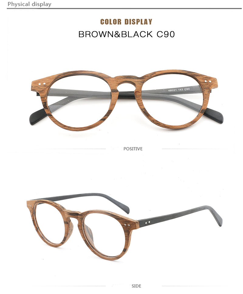 Hdcrafter Unisex Full Rim Round Wood Frame Eyeglasses Lhb030 Full Rim Hdcrafter Eyeglasses