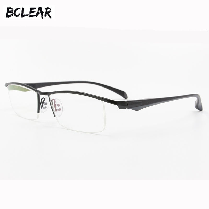 Men's Half Rim Titanium Alloy Frame TR-90 Temple Eyeglasses Np8011 Semi Rim Bclear