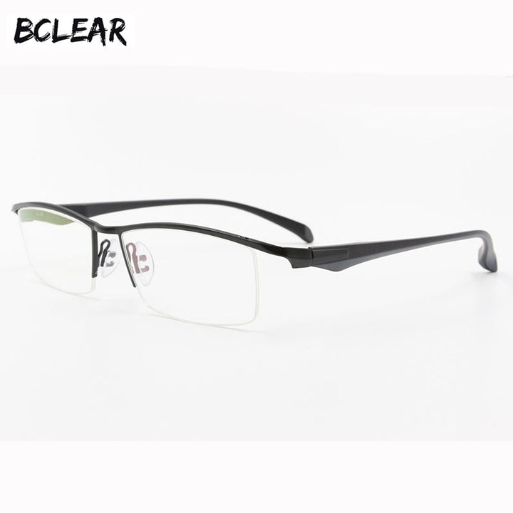 Men's Half Rim Titanium Alloy Frame TR-90 Temple Eyeglasses Np8011 Semi Rim Bclear