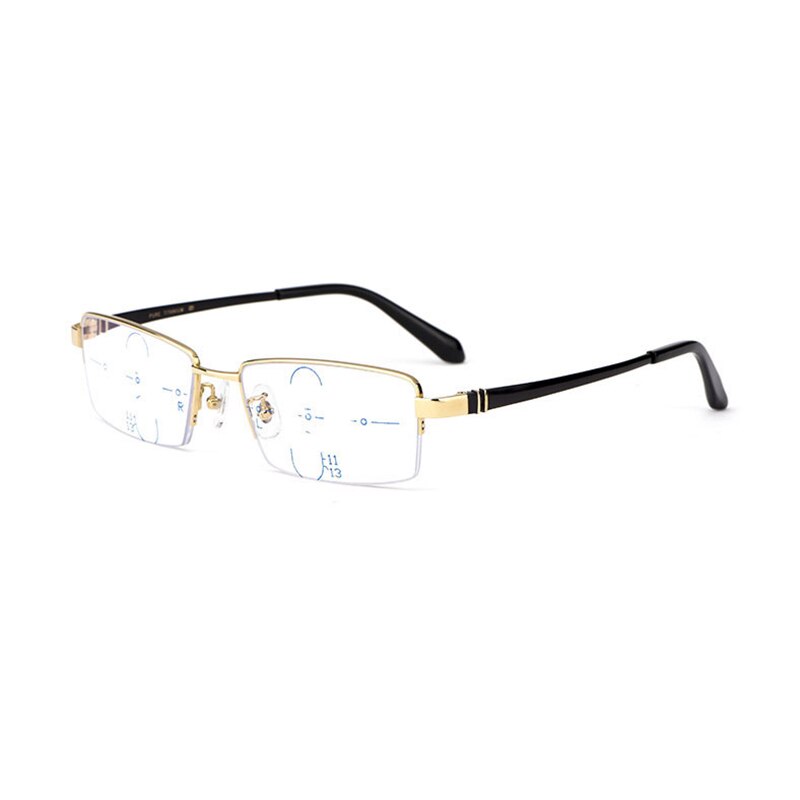Hotochki Men's Semi Rim Titanium Frame Progressive Lens Reading Glasses Anti Blue Light 1688 Reading Glasses Hotochki