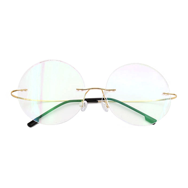 Hotochki Men's Rimless Titanium Alloy Round Frame Eyeglasses Rimless Hotochki