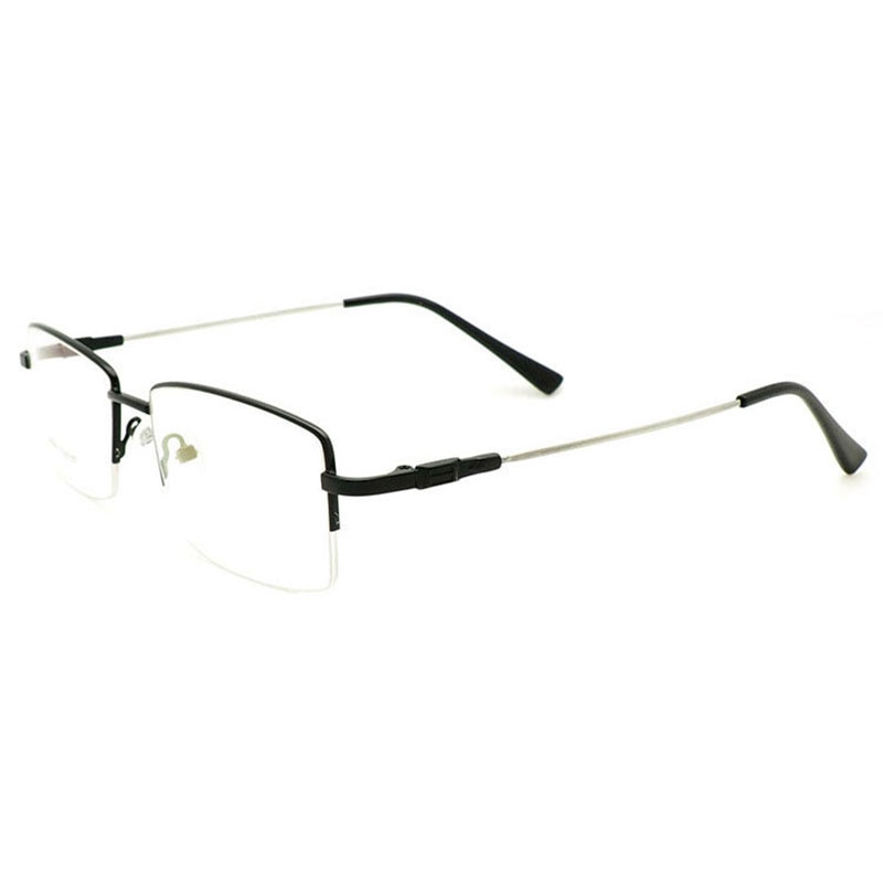 Reven Jate Men's Semi Rim Square Titanium Alloy Eyeglasses Semi Rim Reven Jate