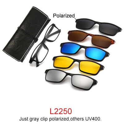 Ralferty Magnet Sunglasses Men Women Luxury Brand Polarized Uv400 5 In 1 Clip On Grade Glasses Frame With Clip Ons Ralferty L2250