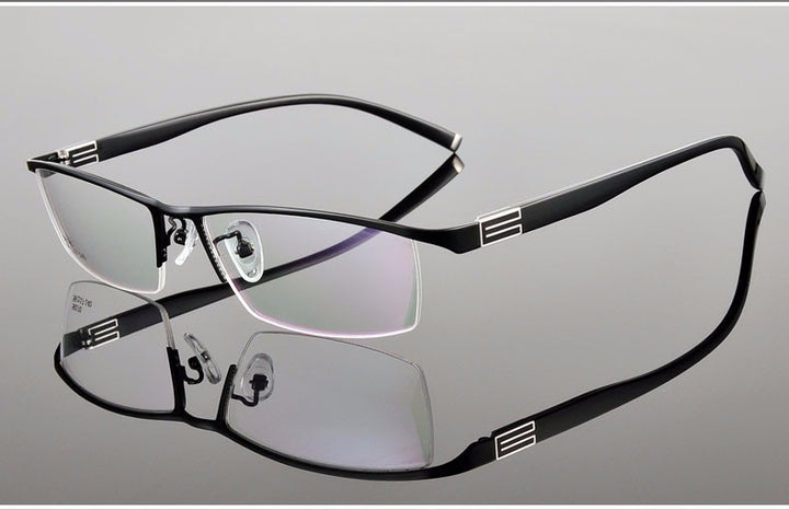 Reven Jate Men's Semi Rim Rectangle Titanium Alloy Eyeglasses 56170 Semi Rim Reven Jate