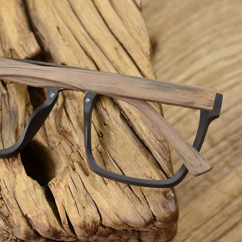 Hdcrafter Men's Eyeglasses Wooden Square Frame Ps7050 Full Rim Hdcrafter Eyeglasses