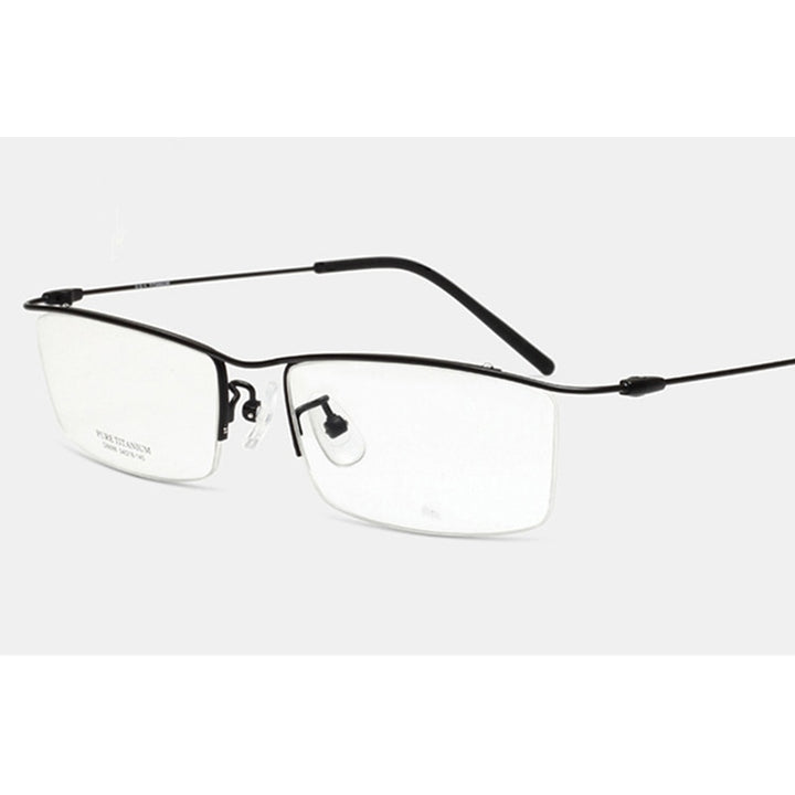 Hotony Men's Semi Rim Browline Titanium Frame Eyeglasses 6688 Semi Rim Hotony