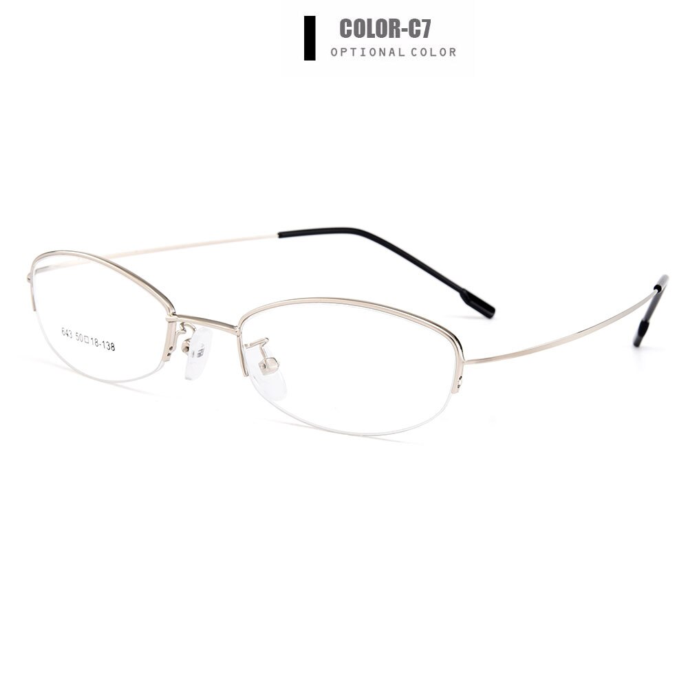 Gmei Women's Eyeglasses Semi Rim Memory Titanium Alloy Y643 Semi Rim Gmei Optical C7-Silver