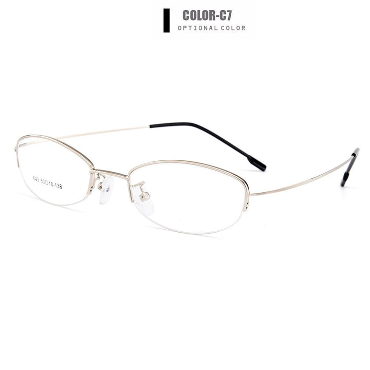 Gmei Women's Eyeglasses Semi Rim Memory Titanium Alloy Y643 Semi Rim Gmei Optical C7-Silver
