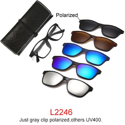 Ralferty Magnet Sunglasses Men Women Luxury Brand Polarized Uv400 5 In 1 Clip On Grade Glasses Frame With Clip Ons Ralferty L2246