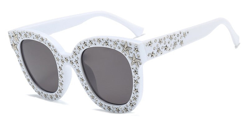 CCspace Women's Full Rim Cat Eye Square Acetate Frame Sunglasses 45261 Sunglasses CCspace Sunglasses C6 white