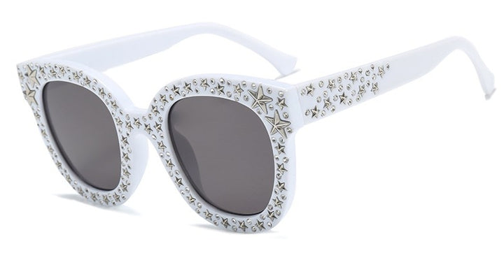 CCspace Women's Full Rim Cat Eye Square Acetate Frame Sunglasses 45261 Sunglasses CCspace Sunglasses C6 white