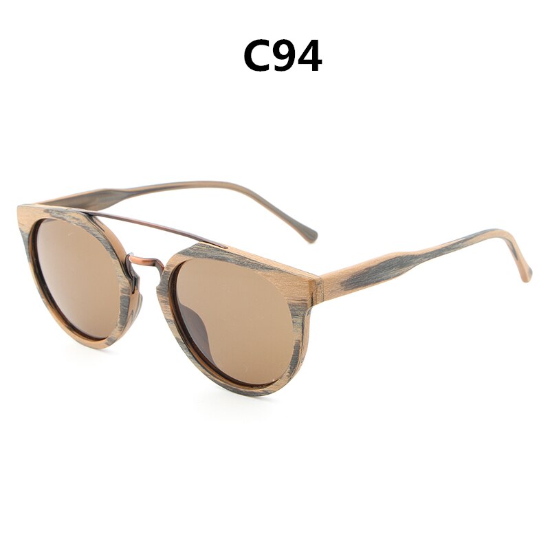 Hdcrafter Unisex Full Rim Round Wood Metal Frame Polarized Sunglasses Lhb023 Sunglasses HdCrafter Sunglasses C94