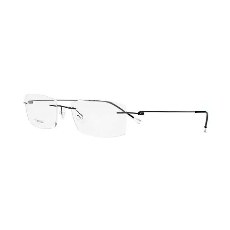Hotochki Unisex Titanium Rimless Rectangular Frame Eyeglasses P8361 Rimless Hotochki black  