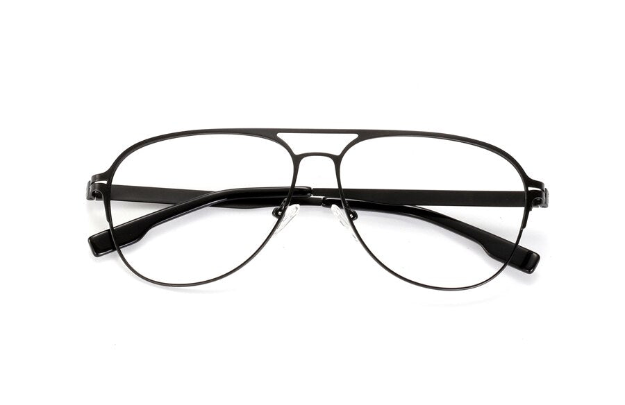 Hotony Men's Full Rim Round Alloy Double Bridge Frame Eyeglasses Full Rim Hotony